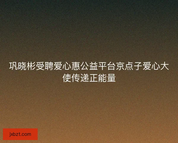 巩晓彬受聘爱心惠公益平台京点子爱心大使传递正能量